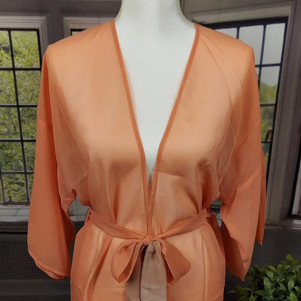 NWT SONOMA OMBRE' BELTED KIMONO (OS / CORAL)